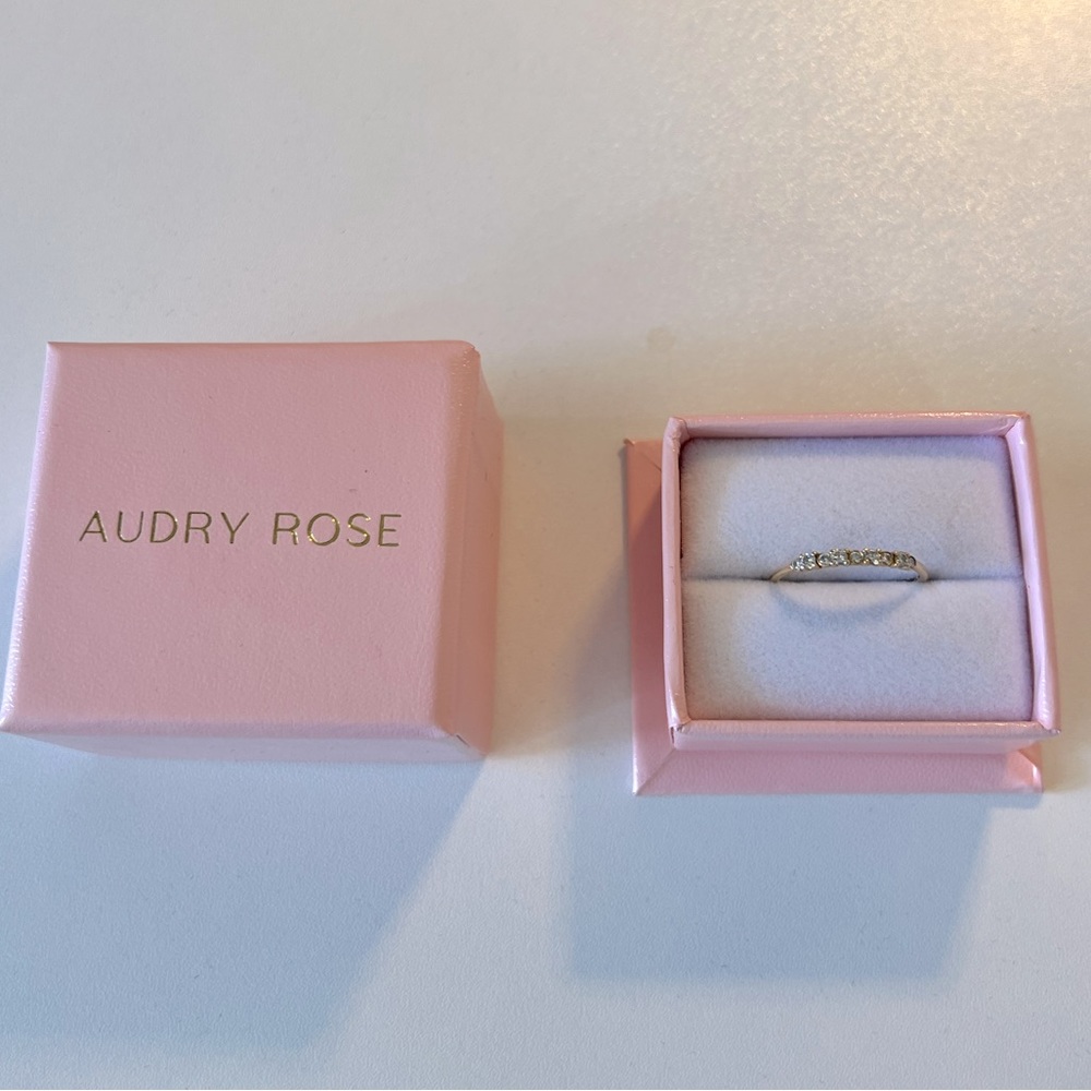 14k yellow gold stacking ring with diamonds by Audrey Rose